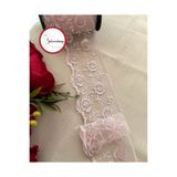 Gelincimherşey Geniş Pudra Pembe Dantel Tül Güpür 9 cm 4 metre