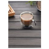 GELİNHOMES Çift Camlı Çift Cidarlı Cam Kupa Ev Ofis Fincanı 250 ml Espresso Isı Yalıtımlı Kulplu Cam Bardak