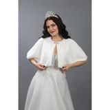 Gelinlik Kürkü-Gelin Ceket-Gelinlik Bolero-Gelinlik Etol-Nikah Kürk-Gelinlik Aksesuarları-Abiye Şal - Beyaz - Standart