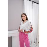 Gelirr Beyaz Kolu Çiçekli Gömlek - 02A-Beyaz
