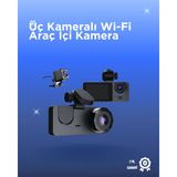 Gelişmiş G-Sensörlü Üçlü Araç Kamerası – 5” LCD Ekran ve Hareket Algılama - Ahşap