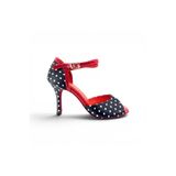 GELTONY SHOES 𝐃𝐎𝐓𝐓𝐈𝐍𝐀 | 𝐆𝐄𝐋𝐓𝐎𝐍𝐘® Arjantin El Yapımı Tango Ayakkabısı Siyah Puantiyeli Saten Kırmızı Rugan Detaylı Hakiki Deri Dans Ayakkabısı (Tango • Milonga • Sahne • Davet)