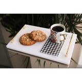 Gemboss Doğal Mermer Sunumluk Dikdörtgen Kulplu Tepsi 30X20 cm - 1 Adet