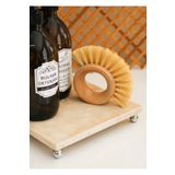 Gemboss Doğal Traverten Mermer Ayaklı Kare Sunumluk, 20x20 Cm Dekoratif Stand Mermer Tepsi