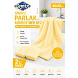 GEMİX Sihirli Parlak Mikrofiber Bez 40x40 cm Sarı 2’li Paket Çok Amaçlı Temizlik Bezi