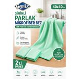 GEMİX Sihirli Parlak Mikrofiber Temizlik Bezi 40x40 cm Yeşil 2’li Paket İz Bırakmaz Yüksek Emici