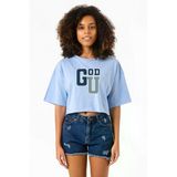 Gen V Godolkin University Abbreviation Bebe Mavi Kadın Crop Tshirt