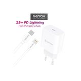 GENAX iPhone 11/12 Pro/13/14 Pro Max ile Uyumlu 25W PD Lightning Hızlı Şarj Aleti, Beyaz 012GNXI18