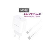 GENAX iPhone 16 Pro/Max 17 Uyumlu 25W PD Type-C Hızlı Şarj Aleti, Beyaz 011GNX192