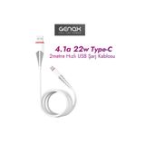 Genax Xiaomi Redmi Note 11/12/13 Pro ile uyumlu USB Type-C Hızlı Şarj Kablosu 2 Metre Beyaz, 130GNXY66