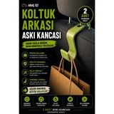 Genç 3D Araç Içi Koltuk Arkası Askı Kancası - Güçlü Çanta ve Poşet Tutucu Aparat -2 Adet - Yeşil