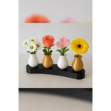 Genç 3D HEDİYELİK Zarif Mini Vazo Seti – 4’lü Dekoratif Vazo Takımı | Minimalist Masa ve Raf Süsü