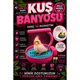 Genç 3D Kablosuz Pilli Otomatik Kuş Banyosu | Muhabbet Kuşu, Sultan Papağanı ve Kanarya Duş Havuzu | Halka Oyuncak Hediyeli