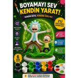 Genç 3D Rick and Morty Koleksiyonluk 3D Figür Boyama Seti - Kendin Yap (DIY) Anime Aksesuar Hobi Sanat Seti - 6 Renk Akrilik Boya ve 2 Fırça Hediyeli