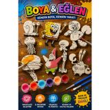 Genç 3D SüngerBob ve Arkadaşları 8'li Figür Boyama Seti - Okul Etkinliği ve Kendin Yap (DIY) Hobi Sanat Seti - 6 Renk Akrilik Boya ve 2 Fırça Hediyeli
