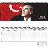 GENC DIJITAL BASKI Keskin 2026-AJ-65 12*33,5 Spr.haftalık Masa Ajandası-Atatürk