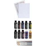 GENC DIJITAL BASKI Tuval 35 x 50 cm + Akrilik Boya Seti 10'lu + Fırça