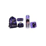 GENC DIJITAL BASKI Wednesday Okul Çantası, Nightshades & Ravens, 5 Parça Set, Çok Renkli