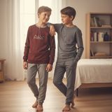 Genç Erkek Pamuklu 2 Adet 2'li Pijama Takımı AL007 V2, AL003 V1 BB2464
