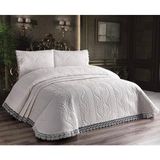 Genç Ev Home Güpürlü Yatak Örtüsü Seti Açık Krem * Yatak Örtüsü - 240 x 260 cm