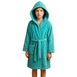 Genç Kız/Erkek Çocuk Kapşonlu Garson Boy Kadife Bornoz%100 Pamuklu (Turkuaz, 13-14 Yaş)