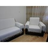 Genç Uludağ Kolları Örten Koltuk Örtüsü Takımı Krem - Gri - 180 x 300 cm