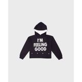 Genç Unisex Kapüşonlu Önden Baskılı Sweatshirt - Siyah - 9 - 10 Yaş