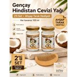 Gençay Hindistan Cevizi Yağı 100 ml x 2’li Set + 9 x 5 cm Ahşap Tarak Hediyeli