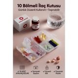 GENCHOME HOMEWARE 10 Bölmeli İlaç Kutusu | Günlük Hap Düzenleyici, Taşınabilir Tablet Organizer