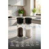 GENCHOME HOMEWARE 2 Adet Cam Gövdeli Kapaklı Tuz Karabiber Değirmeni Tuz Karabiber Öğütücü 13,5 Cm