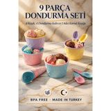 Genchome Homeware 9 Parça Dondurma Seti 4 Kap 4 Kaşık 1 Kornet Kaşığı Bpa Free Renkli Set - 150 ml