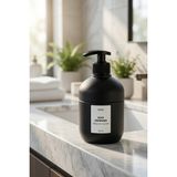 GENCHOME HOMEWARE Cam Sıvı Sabunluk Siyah 425 ML Kilitli Pompa Mekanizmalı Sıvı Sabun Banyo Mutfak Deterjanlık
