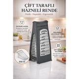 GENCHOME HOMEWARE Çift Taraflı Paslanmaz Hazneli Rende | İç Hazne 550 ml, Pratik Mutfak Rendesi