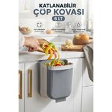 GENCHOME HOMEWARE Katlanabilir Çöp Kovası 6 Lt - Askılı Dolap Kapağı Mutfak Çöp Kutusu - Yer Tasarruflu