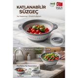 GENCHOME HOMEWARE Katlanabilir Süzgeç 1,8 Lt Plastik Mutfak Süzgeci Yer Kaplamaz BPA Free Sebze Meyve Yıkama