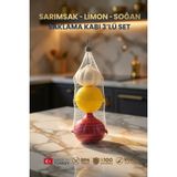Genchome Homeware Sarımsak Limon Soğan Saklama Kabı 3’lü Set | Bpa Free, Koku Yapmaz, Sızdırmaz Kapaklı - Kırmızı - Beyaz - Sarı