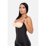 Gençplus Owli Kadın Siyah Askılı Latex Sauna Bel Korsesi Çelik Balenli 3 Kademeli Agraflı Şekillendirici Lateks - 34