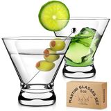 Gencywe 2 Paket Martini Bardağı, 8oz Kristal Kokteyl Bardakları, Martini İçme Bardakları, Bar, Martini, Kozmopolitan, Manhattan, Gimlet, Pisco Sour, Brandy için Elle Üflemeli Sapsız Kokteyl Züccaciye