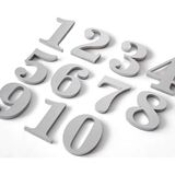 Gendec 10 cm No = 1-1-2-3-4-5-6-7-8-9-0 Yapışkanlı Metalik Gri Kapı Numarası