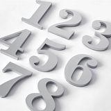 Gendec 10 cm No = 1-2-3-4-5-6-7-8 Yapışkanlı Metalik Gri Kapı Numarası