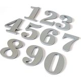 Gendec 8 cm No = 1-2-3-4-5-6-7-8 Yapışkanlı Metalik Gri Kapı Numarası