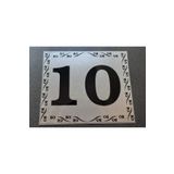GENDEC Kapı Numarası 10x12 Cm Metalik Gümüş Gri Üzeri Siyah Baskı Kendinden Yapışkanlı No:10