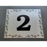 Gendec Kapı Numarası 10X12 cm Metalik Gümüş Gri Üzeri Siyah Baskı Kendinden Yapışkanlı No:2