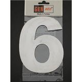 Gendec Kapı Numarası 14.5 cm No:6 Kendinden Yapışkanlı Parlak Krom Paslanmaz Metal Numara