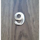 Gendec Kapı Numarası 4.2 cm No:9 Kendinden Yapışkanlı Krom Metal Dolap,ayakkabılık,raf,posta Kutu Numarası