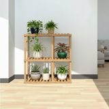 Genel 100X100 cm Masif Ahşap Çiçeklik Standı - Kahve & Bej Renk Seçenekli Çok Katlı Saksılık - Kahverengi