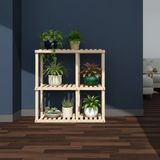 Genel 100X100 cm Masif Ahşap Çiçeklik Standı - Kahve & Bej Renk Seçenekli Çok Katlı Saksılık