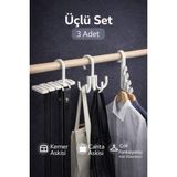 Genel 3’lü Askı Seti – Kemer Askısı, Çanta Askısı ve Çok Fonksiyonlu Dikey Askı Düzenleyici - Standart