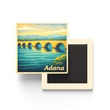 Genel Adana Taşköprü Baskılı Buzdolabı Magneti, Kare, 9x9 cm, Lamine Kaplama, Özel Tasarım
