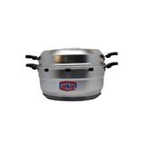 GENEL Alüminyum Kek Pasta Tenceresi, 28 cm Ağız, 12.5 cm Yükseklik, 3 Parça, Camlı Kapak, Taban, Kül Koyma Bölümü, Kaplamasız, Gümüş, Fırın Dayanıklı, Çatal Dayanıklı